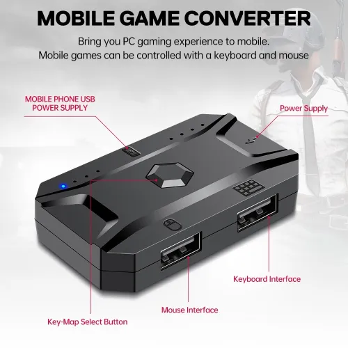 Kit Mobile Gaming 5en1 Clavier & Souris & Tapis de Souris & Convertisseur et support TF950 T-WOLF