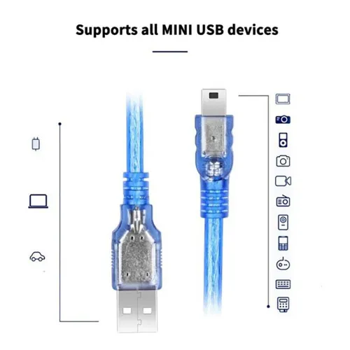 Câble USB 2.0 Type-A Male vers Mini USB Femelle 5 Pin 30 cm / 1.5m 