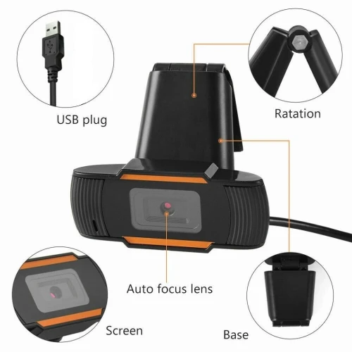 Webcam FULL HD 1080P avec Microphone USB 2.0 pour PC portable et Ordinateur de Bureau