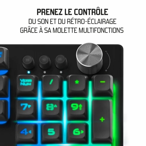 Clavier Gamer Semi-Mécanique Multimédia Anti-Ghosting Rétro-Éclairage RGB PRO-K7 SPIRIT OF GAMER