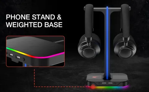 Support Casque Double RGB Avec 2 ports USB GameNote TH650 HAVIT