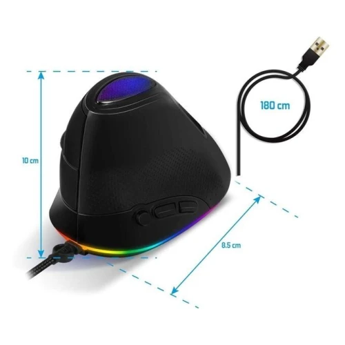 Souris Vertical USB 6 Boutons ProgrammablesJusqu'À 6400 Dpi Gaming LED RGB  Elite M60 S-EM60V SOG