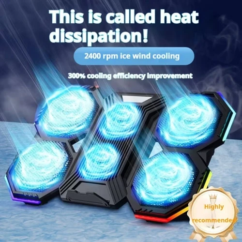 Refroidisseur avec 6 Ventilateurs Réglables  Jusqu'À 19" avec Support Mobile RGB NCP-079 RGB MIKUSO