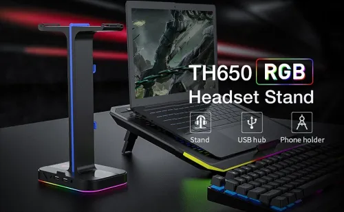 Support Casque Double RGB Avec 2 ports USB GameNote TH650 HAVIT