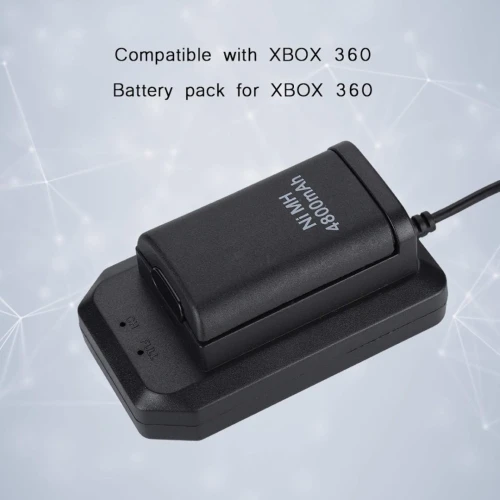 Kit Double Batteries 4800 Mah + Chargeur + Cable Usb Pour Manette X-Box 360