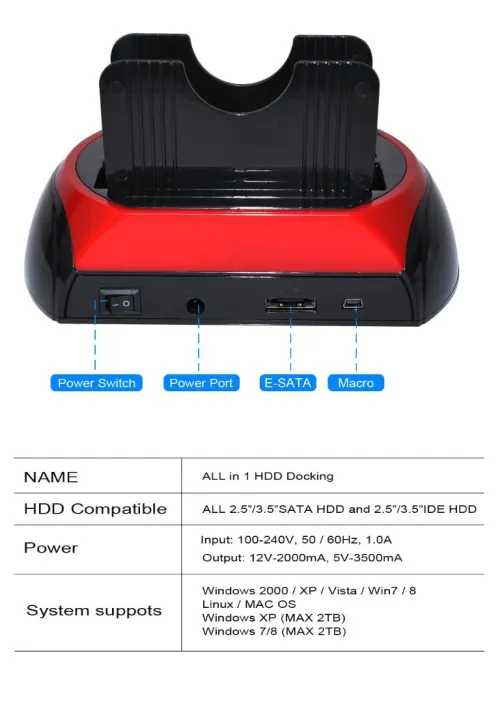 Station d'Accueil Double Disques Durs SATA/IDE 2,5" et 3,5" USB 2.0 & Lecteur Carte Mémoires N: 875