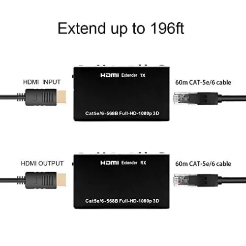 Extender & Rallonge HDMI UHD 4K à 60 Hz 60 m sur Câble Ethernet Cat5e/6