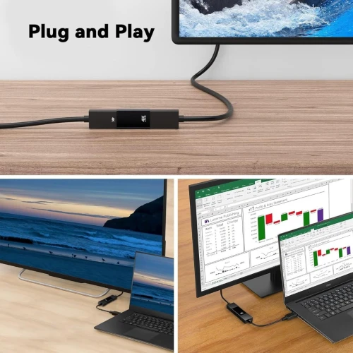 Adaptateur High-Speed DisplayPort Male to HDMI Female, Supports 4K@60Hz, HDCP 2.2, 3D, and Audio.