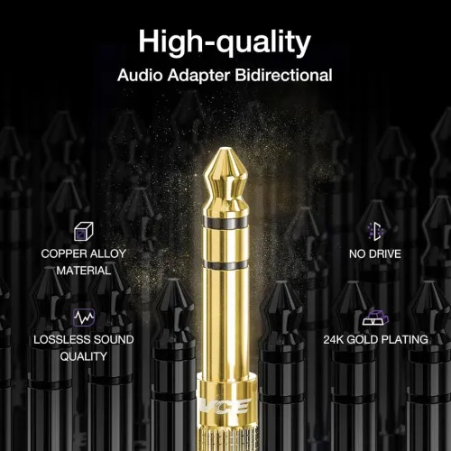 Adaptateur Audio Stéréo Professionnels Jack 6.35mm Mâle vers Jack 3.5mm Femelle 
