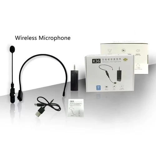 Microphone Sans Fil Auxiliaire Singel Transmetteur pour Enregistrement,Vlog.. Multi-plateformes K36
