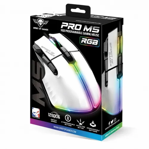 Souris Filaire USB pour Gamer 12800 Dpi - 8 Boutons Programmables RGB PRO-M5