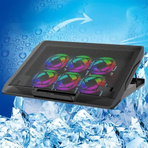 Refroidisseur avec 6 Ventilateurs 5 Positions Pour Laptop Jusqu'À 17" RGB NCP-216 MIKUSO