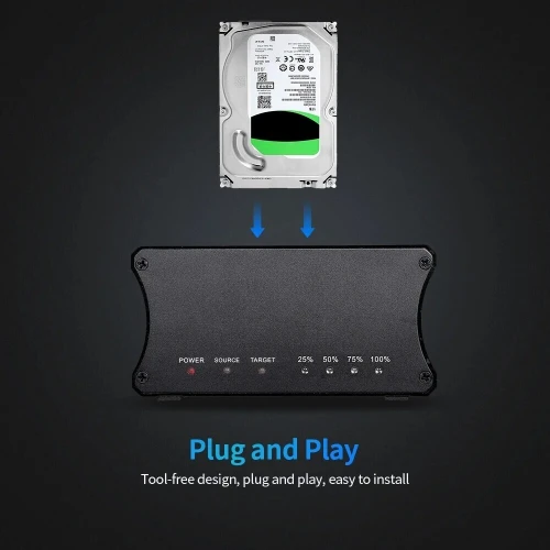 Station d'Accueil Double HDD SATA 2,5/3,5 Pouces, USB 3.0, Clonage Offline, Boîtier d'Aluminium 