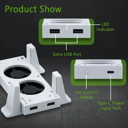 Support & Refroidisseur avec 2 ventilateurs avec 2 Ports USB 2.0 pour XBOX Series S TYX-0658 DOBE