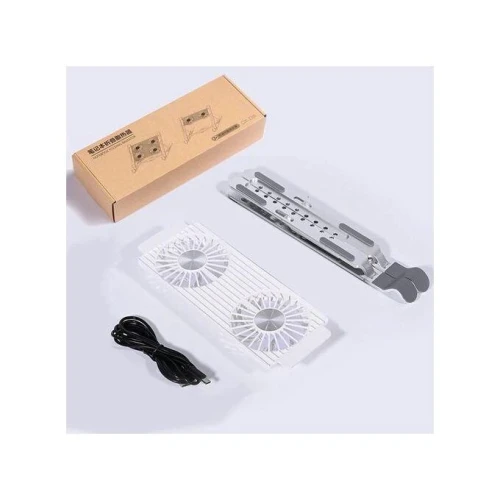 Support & Refroidisseur En Alliage d'Aluminium avec 2 ventilateurs Pliable & Réglable pour Laptop