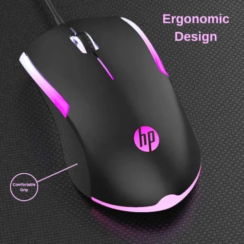 HP M160 Souris optique Gaming filaire USB avec rétro éclairage LED, 1000 DPI, 3 boutons