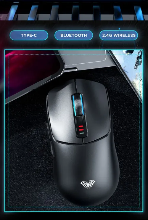 Souris Gaming Professionnel Tri-mode BT 5.0, 2.4G, Filaire jusqu'à 10000DPI Rechargeable SC580 AULA