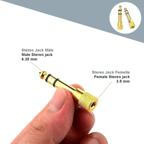 Adaptateur Audio Stéréo Professionnels Jack 6.35mm Mâle vers Jack 3.5mm Femelle 