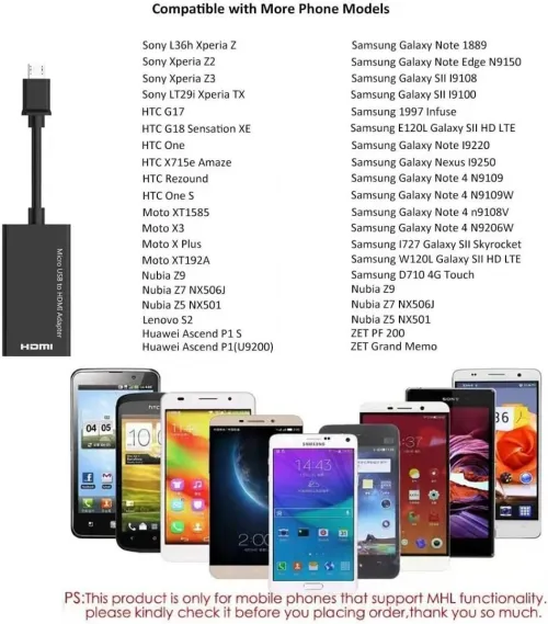 Adaptateur MHL Micro USB (V8) vers HDMI 1080P 