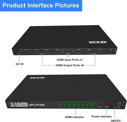 Splitter Répartiteur HDMI 1 Entrée & 8 Sorties UHD 4K x 2K 3D