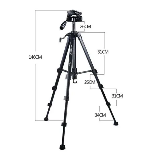 Trépied Pro pour Appareil Photo avec Tête d'Amortissement Fluide Tridimensionnelle 360 Degrés VCT-668 Yunteng