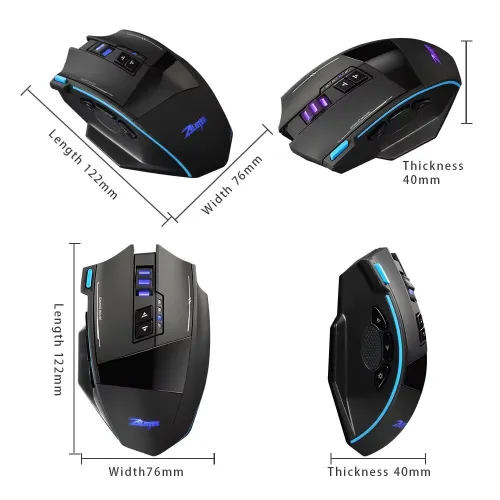 Souris Gaming Dual Mode Filaire USB & Sans Fil 2.4GHZ Jusqu'a 4800 DPI F-15 ZELOTES
