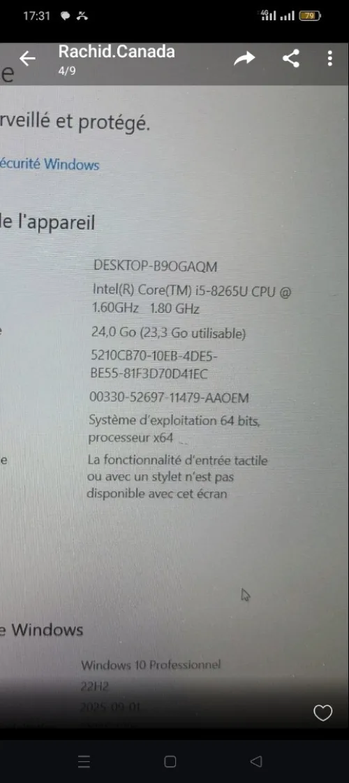 Pc lenovo L 590 i5 8 ème Génération 