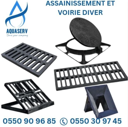 Grilles en fonte : Grille caniveau|Clapet avaloir|Grille à cadre carrées plates TAMPON EN FONTE