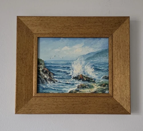 Tableau fait main mer méditerranée 