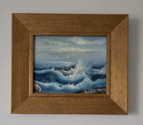 Tableau fait main mer méditerranée 