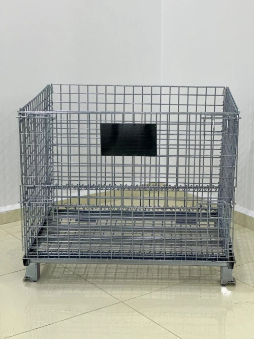 Caisse conteneur grillagé pliable en acier galvanisé C02