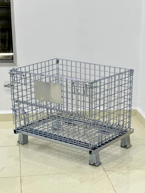 Caisse conteneur grillagé pliable en acier galvanisé C02