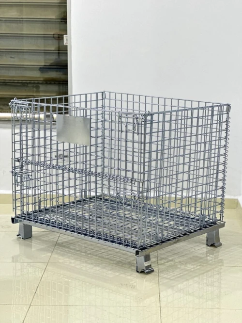 Caisse conteneur grillagé pliable en acier galvanisé C02