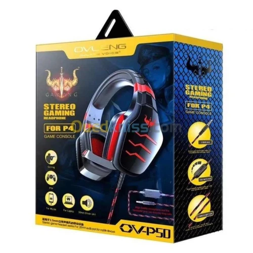 Casque Gaming OVLENG P50 Pc Ps4 RGB 3D Surround Stéréo Jack 3.5 Mm