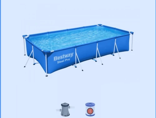 Piscine hors sol rectangle Steel Pro 400 x 211 x 81 cm bleu clair