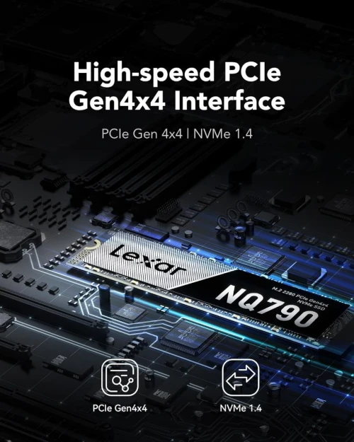 Lexar NQ790 SSD NVMe 2To SSD 2To SSD PCIe 4.0 Gen4x4, Jusqu'à 7000 Mo/s en Lecture, 6000 Mo/s