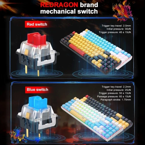 Redragon K688 Clavier Mécanique Gaming Red Switch RGB