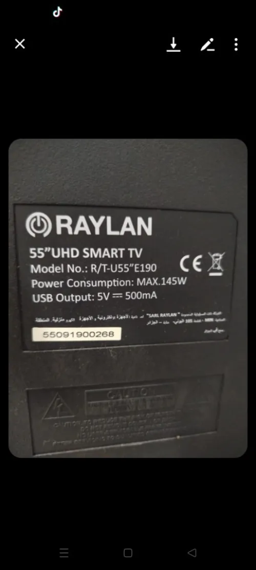 Télévision Raylan 55 " mkasar afficheur yamchi 10 sur 10