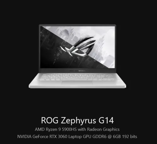 Asus ROG Zephyrus g14| Ryzen 9 5900HS, 32Ram, RTX 3060 6 Go, 2k 120hz (Sans SSD!)