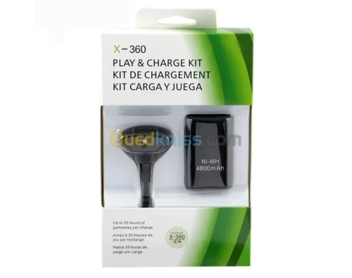 KIT Batterie 4800 MAH & Chargeur Manette XBOX 360 Noir