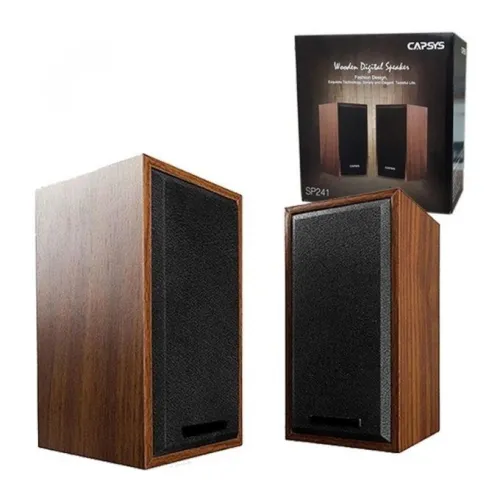 Capsys Haut Parleur Baffle Enceinte Pc Sp241 Aux Jack 3.5Mm Usb Marron