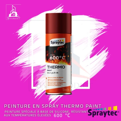 PEINTURE SPRAY THERMO PAINT 600 C- NOIR-ROUGE OXYDE-SILVER SPRAYTEC