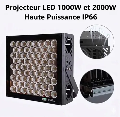 Projecteur LED 1000W et 2000W Haute Puissance IP66 pour Stades et Industrie