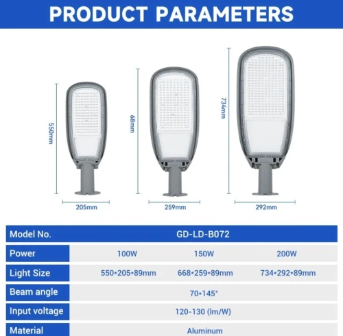 Luminaire led SMD éclairage public 100W 150W 200W