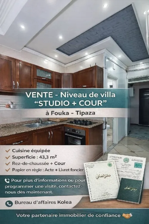 Vente Appartement Studio Tipaza Fouka