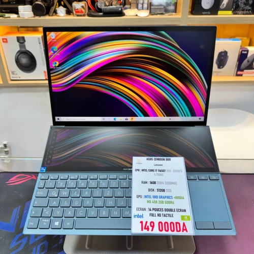 ASUS ZENBOOK DUO I7 1165G7 NVIDIA GEFORCE MX 450 16GB RAM 512GB SSD
