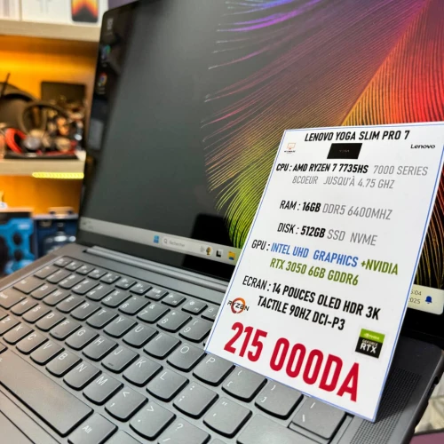 LENOVO YOGA SLIM PRO 7 AMD RYZEN 7 7735HS NVIDIA RTX 3050 16GB RAM 512GB SSD OLED 90HZ