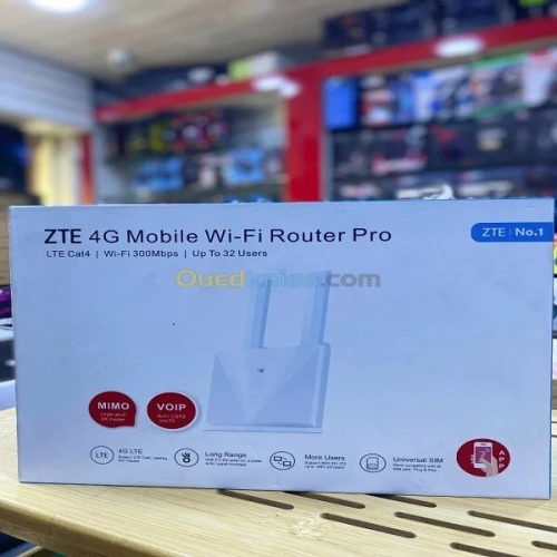 Modem ZTE 4G Mobile Wi-Fi Router Pro LTE Cat4 K10 FICHE RG-11 ET RG-45