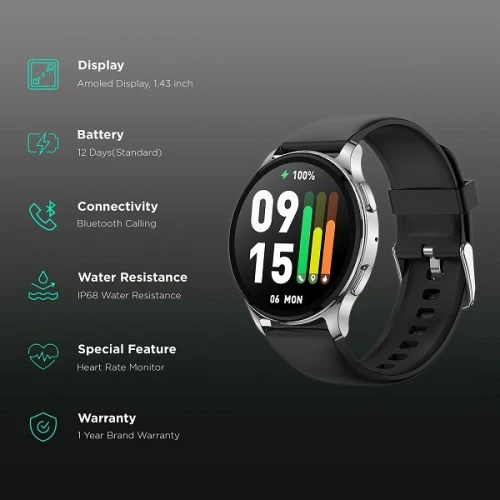 Smart Watch Amazfit-Montre Connectée Pop 3R Android et IOS, Plus de 100 Modes Sportifs, Amoled