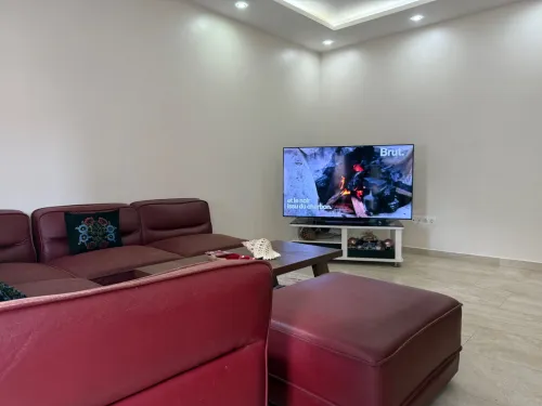 Salon grenat simili cuir de 6 pièces et places séparées 